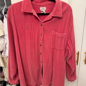 L.L. Bean Pink Corduroy Button-Up Top